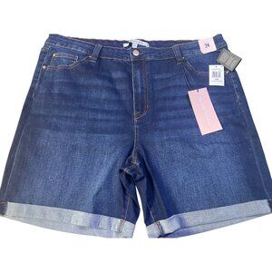 Celebrity Pink Sz 24 Mid rise Bermuda Shorts  & Rolled Hem dark wash